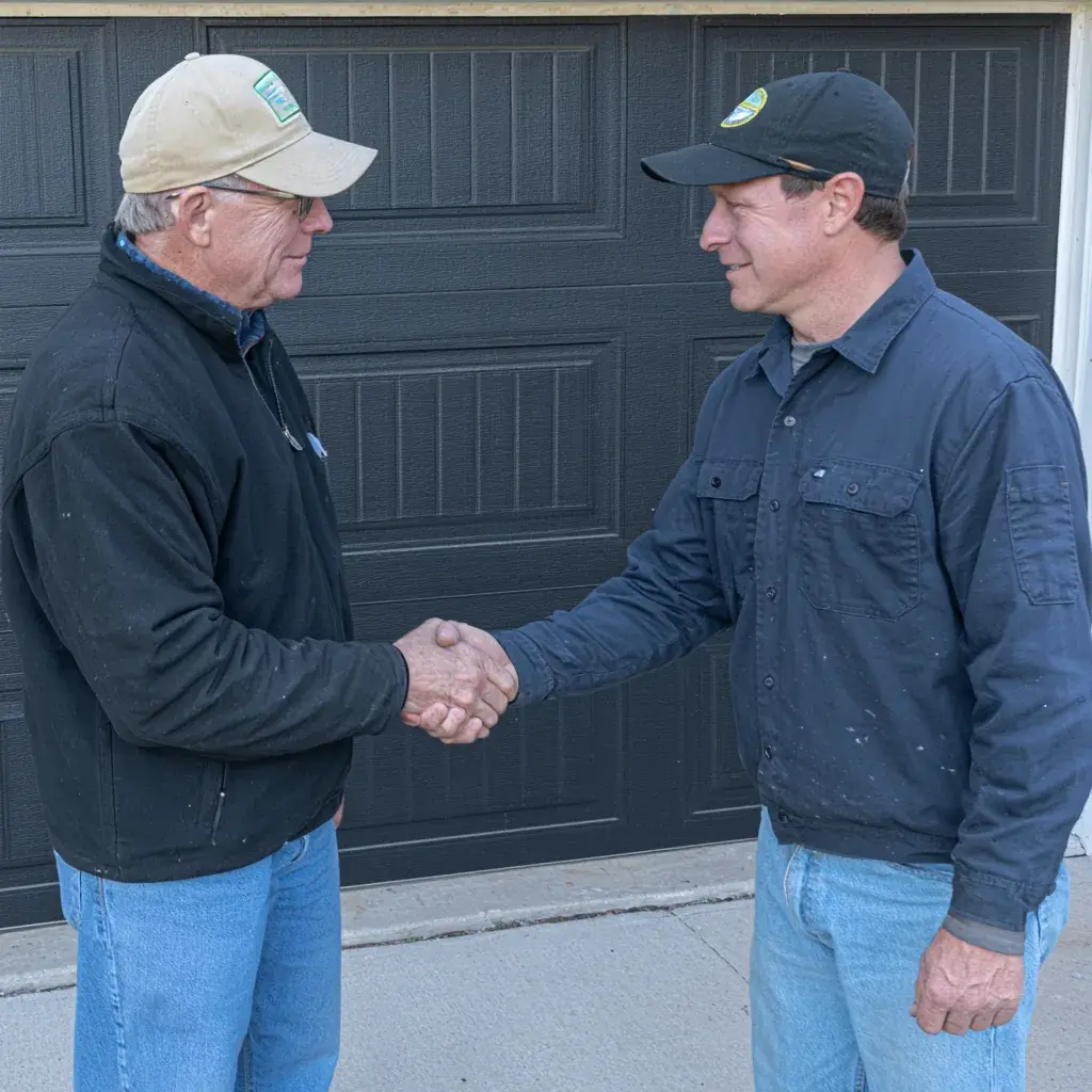 Garage door being serviced at a home in Noblesville, IN